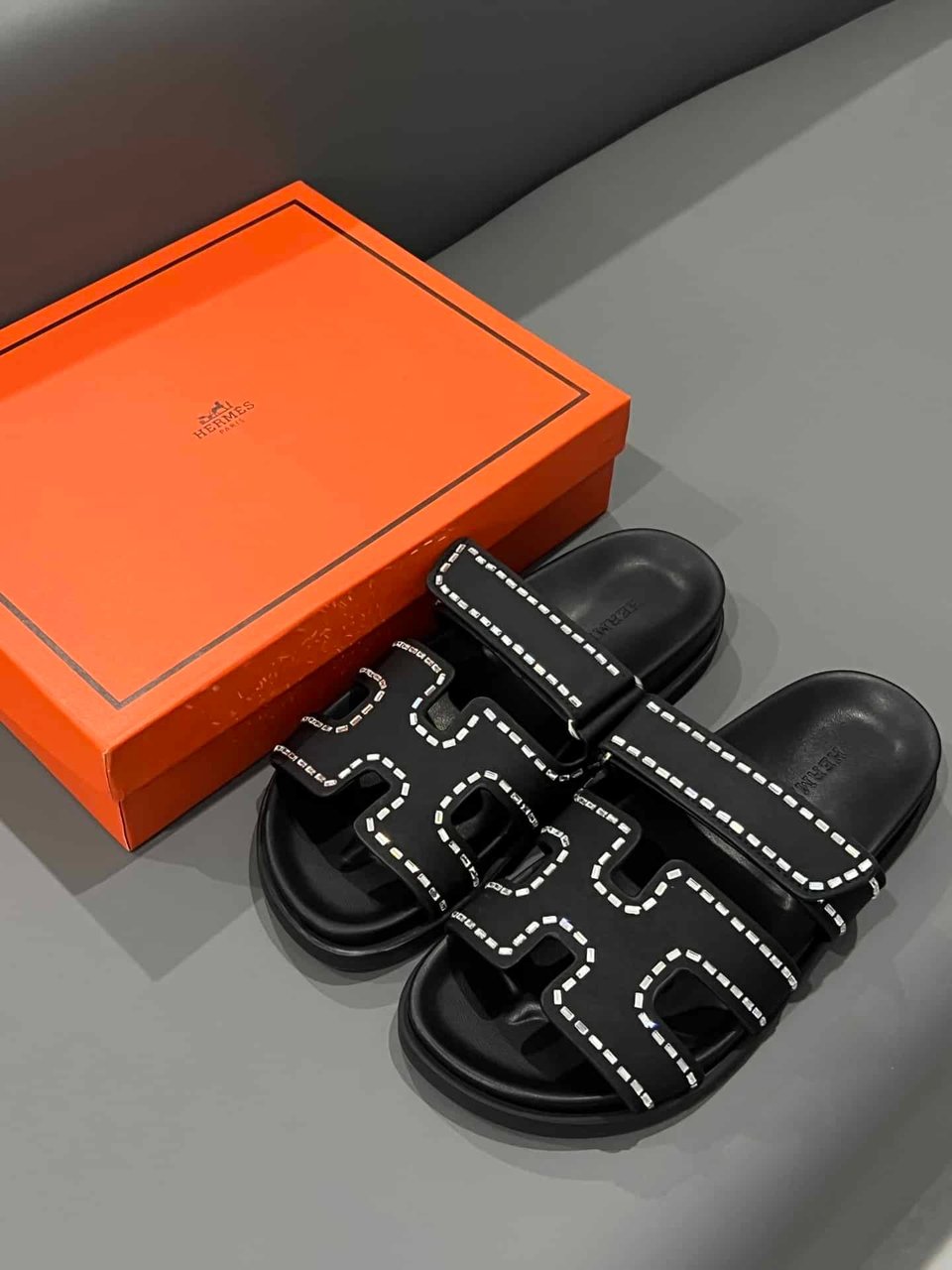 Hermes Chypre Sandal Suede Crystal Black view 8