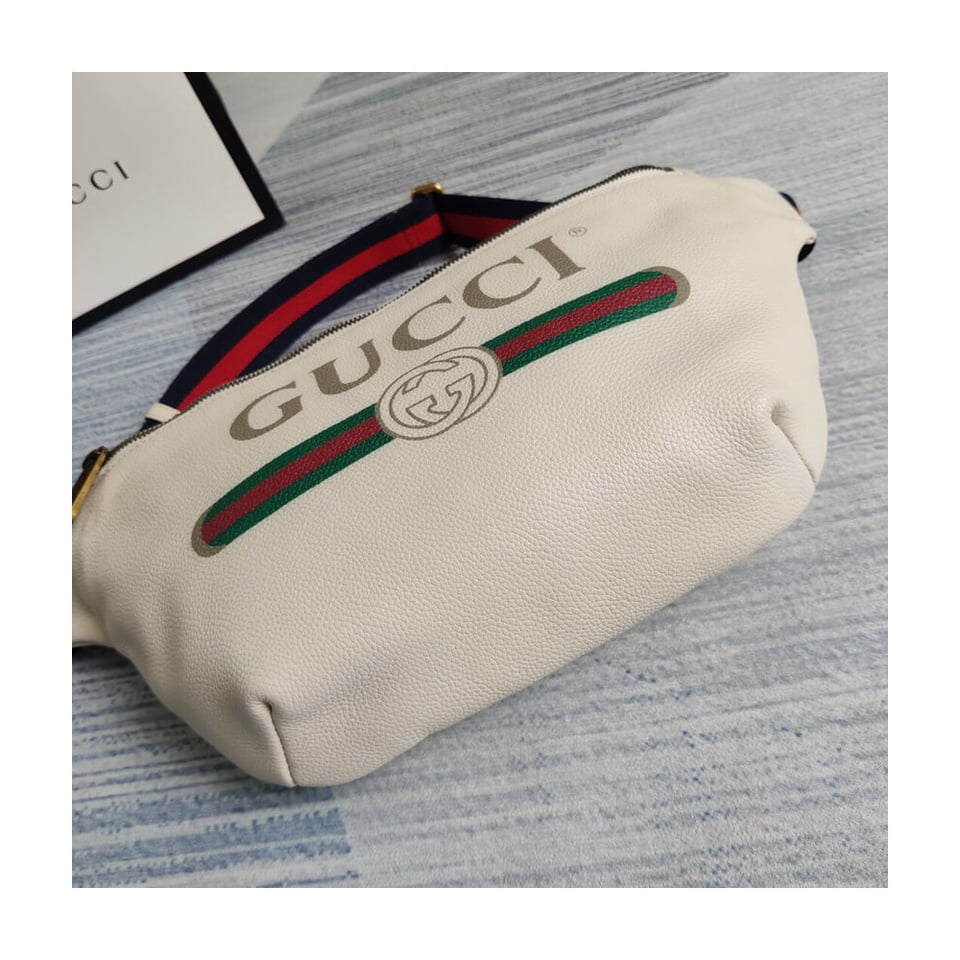 Gucci Print Leather Belt Bag White view 8