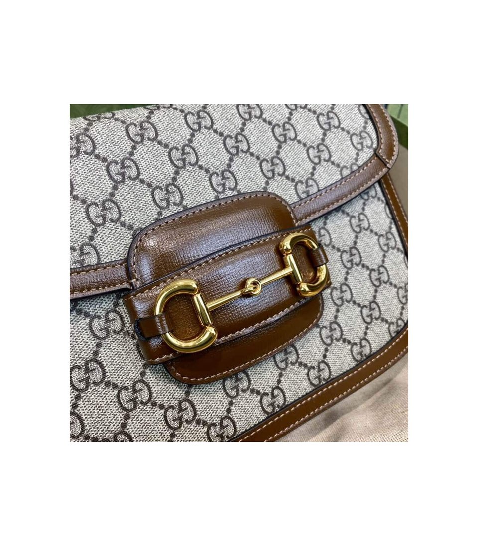 Gucci 1955 Horsebit Brown GG Supreme Canvas Shoulder Bag 25cm view 12