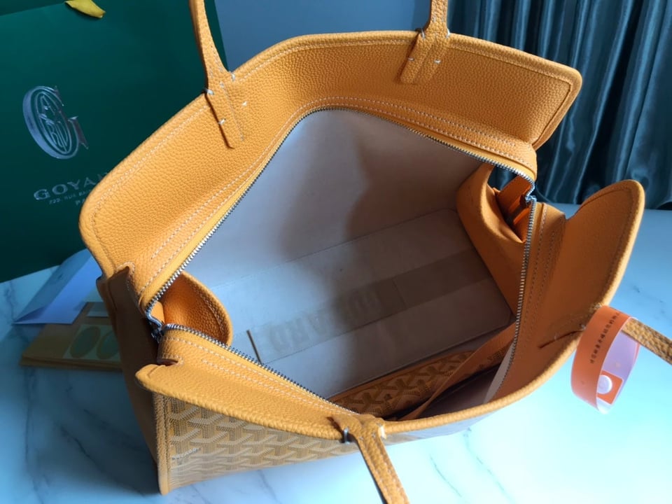 Goyard Hardy Pm Bag 40 Cm Yellow Goyardine Canvas And Taurillon Leather Trim view 5