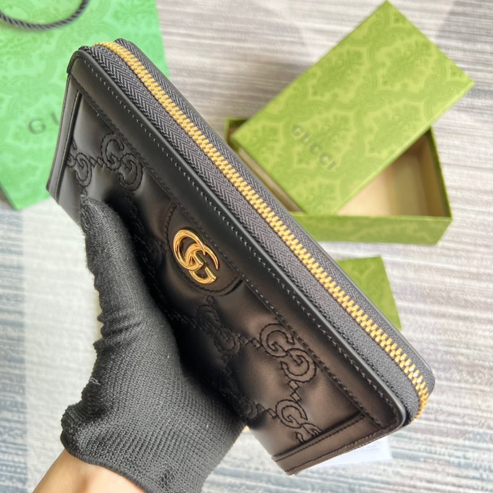 Gucci GG Matelassé Zip-Around Wallet Black 7.6 in/ 19 For Women view 7