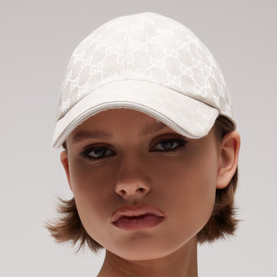 Gucci GG Cotton Canvas Baseball Hat Ivory ‎875733 3HBME 9577 view 2