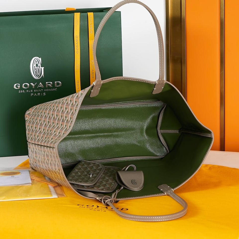 Goyard Saint Louis Pm 34Cm Brown Khaki Canvas Chevroches Calfskin view 7