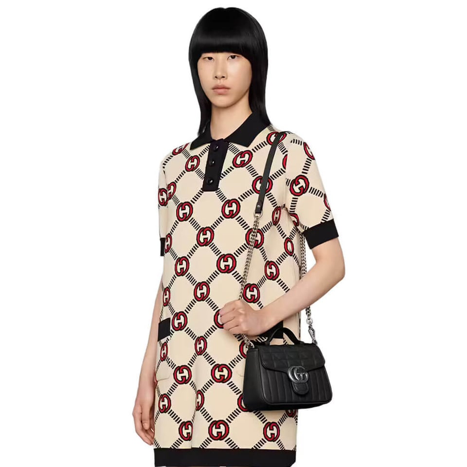 Gucci GG Marmont Black Matelasse Leather Mini Top Handle Bag view 3
