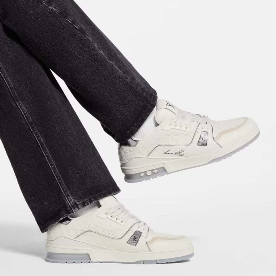 Louis Vuitton Trainer Sneaker Grey Calfskin With Embossed Monogram 1AKCKR view 2