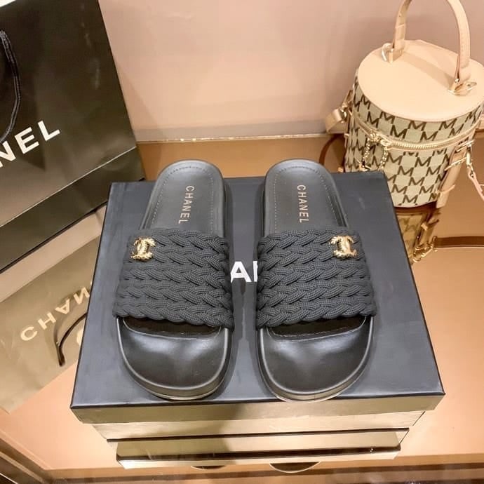Chanel Braided Slides Black view 5