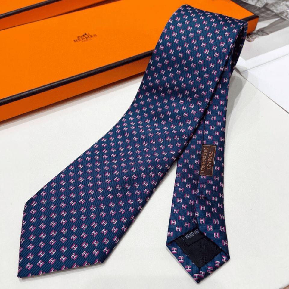 Hermes H Pattern Canvas Tie For Men view 10