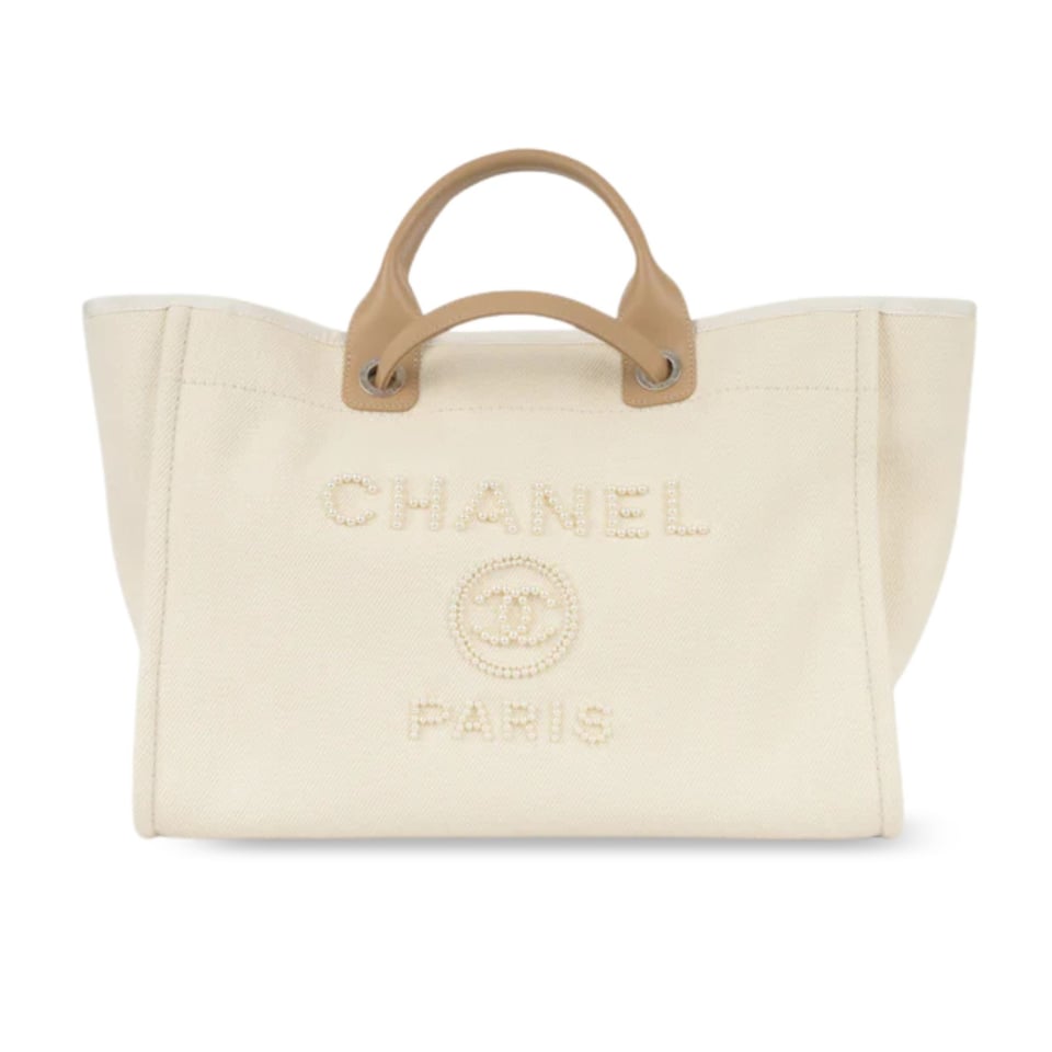 Chanel Shopping Bag With Pearls White 38Cm view 2