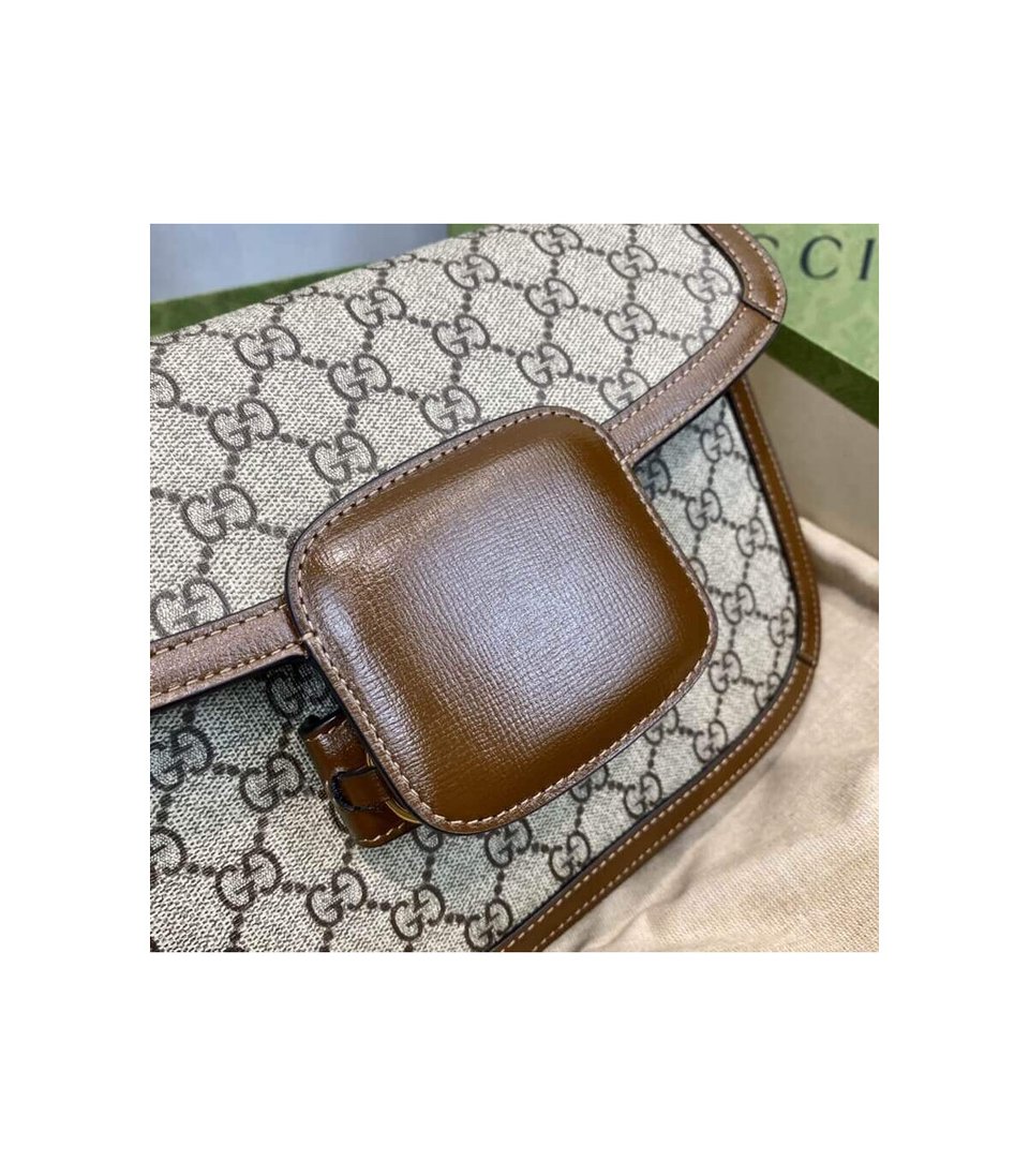 Gucci 1955 Horsebit Brown GG Supreme Canvas Shoulder Bag 25cm view 13