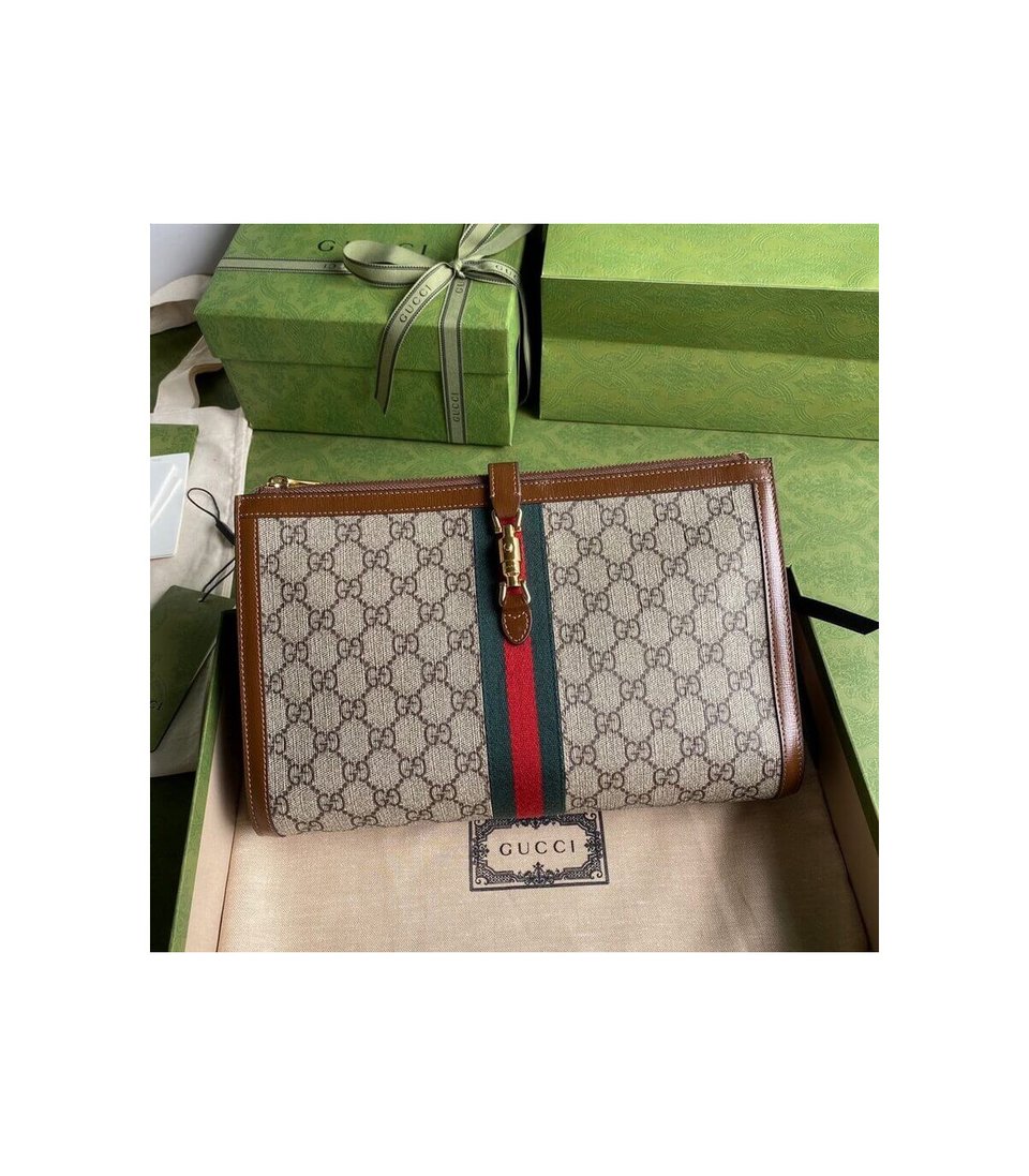 Gucci Jackie GG Coated Canvas Jackie 1961 Pouch Clutch Bag 30.5cm view 4