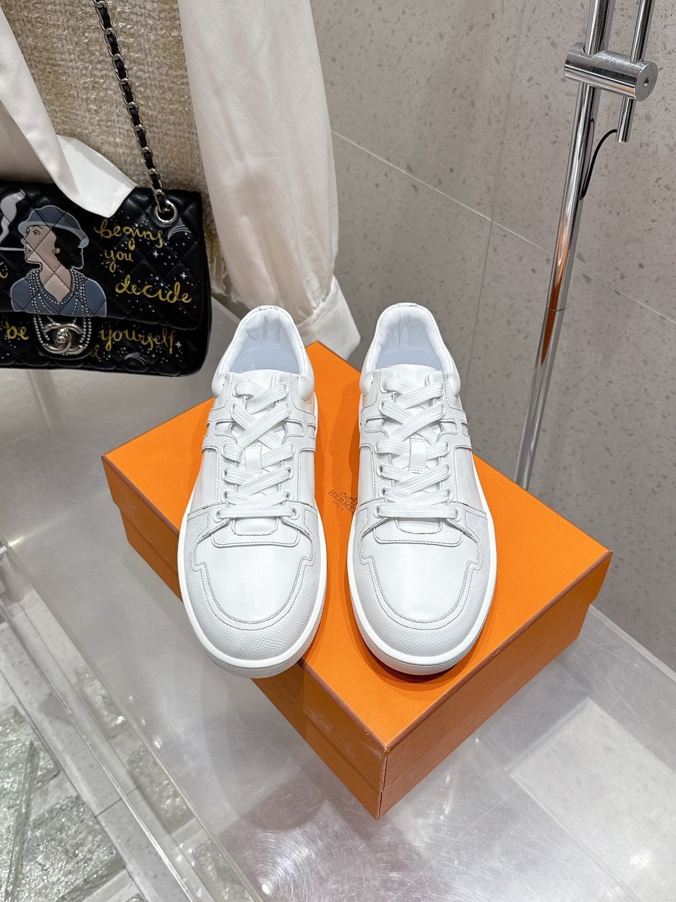 Hermès White Advantage Sneaker- Shoes for Men view 7