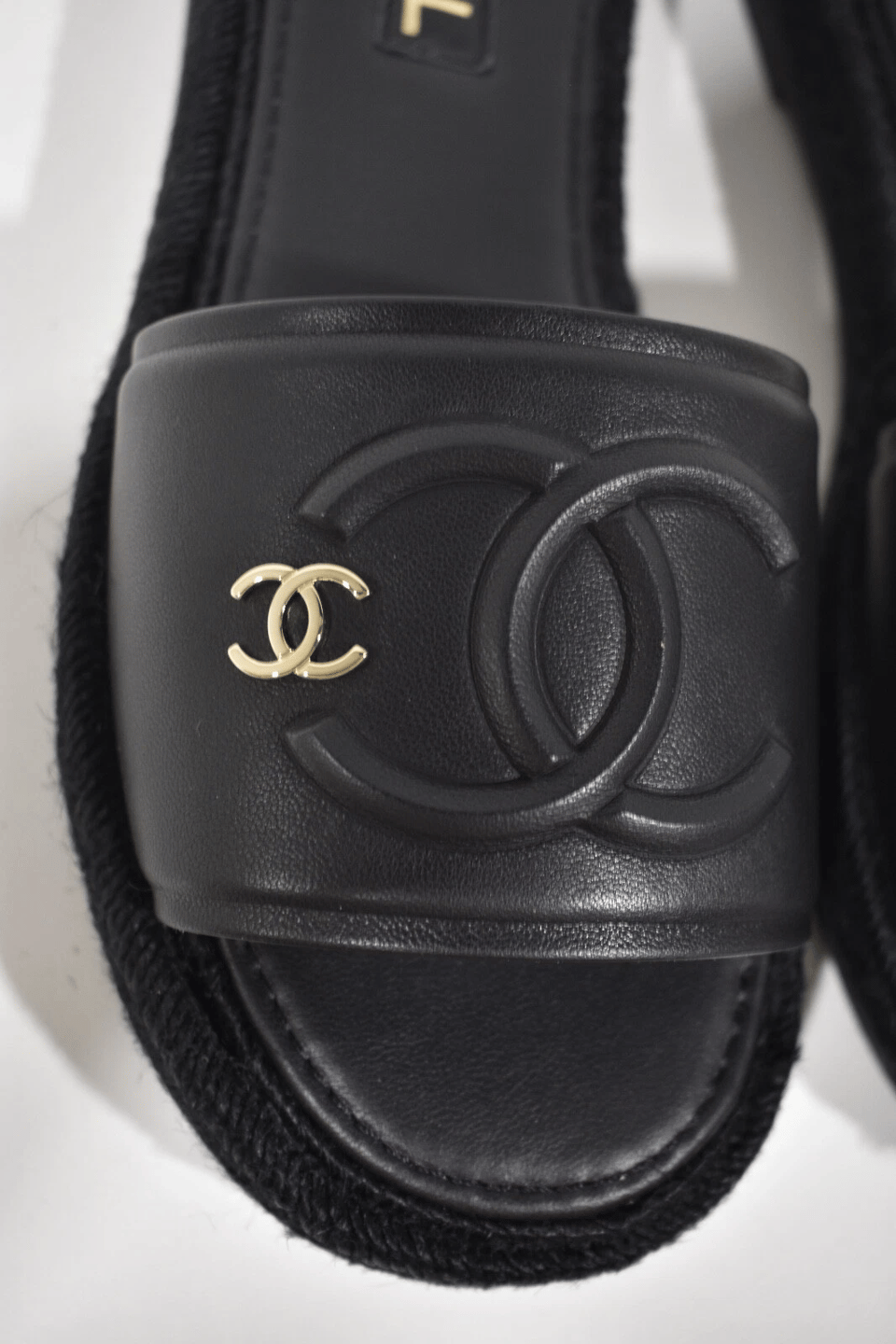 Chanel 23C CC Logo Leather Sandals Black view 6