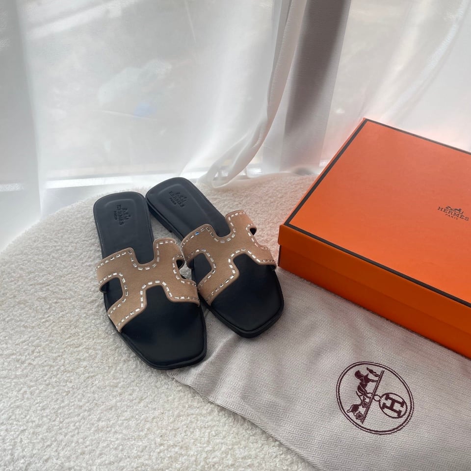 Hermes Oran Sandal Brown And Black view 7