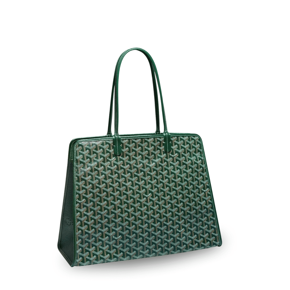 Goyard Hardy Pm Bag 40 Cm Green Goyardine Canvas And Taurillon Leather Trim view 2