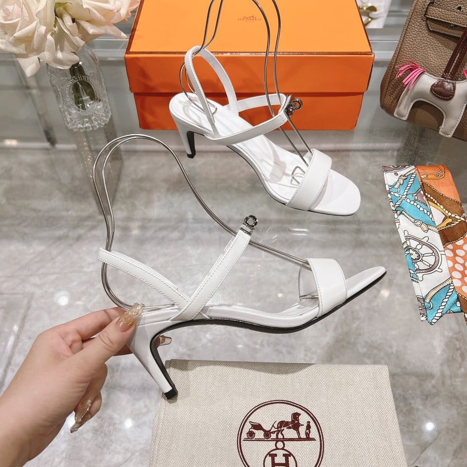 Hermes Glamour 75 Sandal White view 5