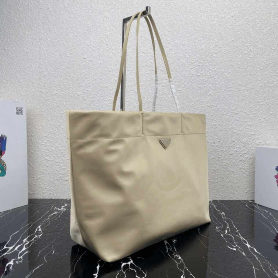 Prada Tessuto Synthetic Tote Bag Beige 35Cm view 7