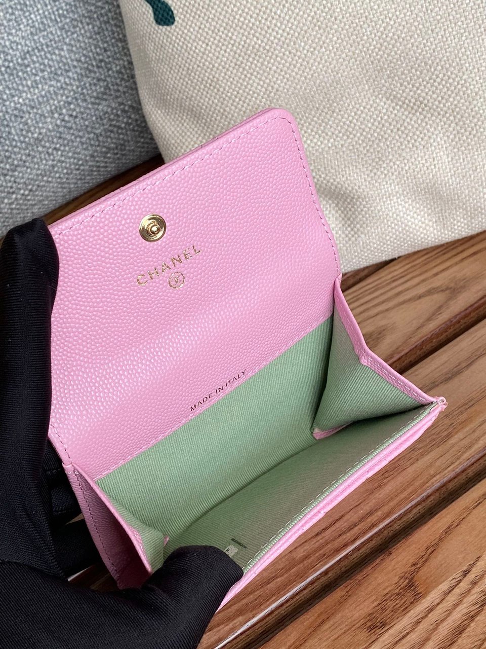 Chanel Small Wallet 11Cm Pink Caviar Light Gold Hardware view 9