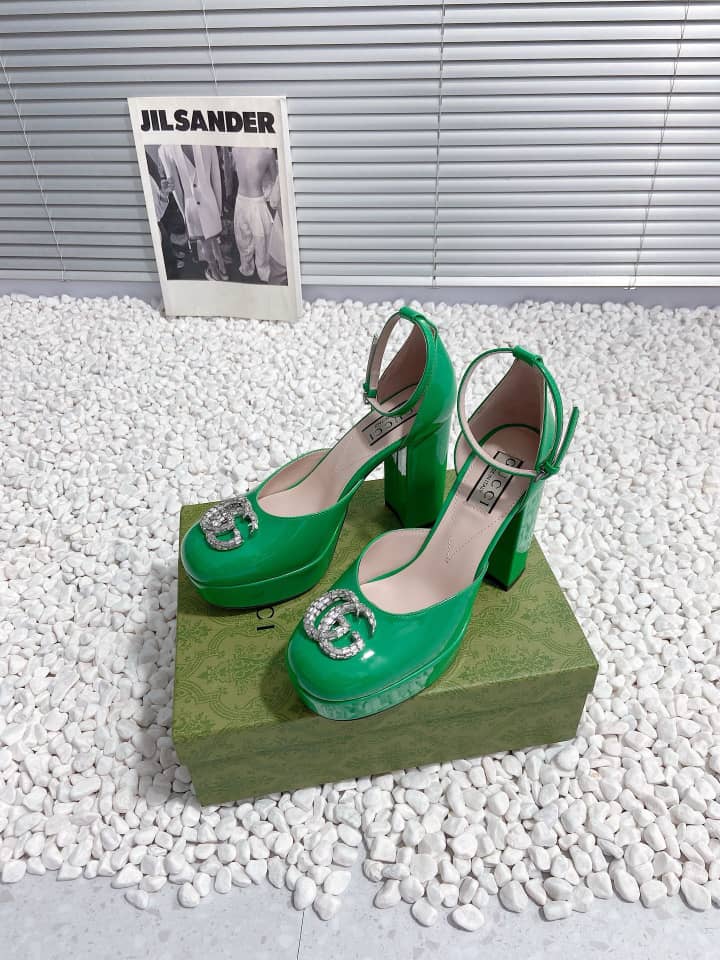 Gucci Women’S Platform Pump With Green Double G ?762386 Bnc00 3727 view 4