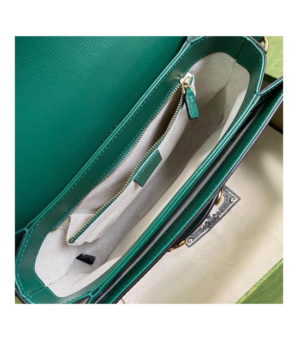 Gucci Horsebit 1955 Small Shoulder Bag Green Leather view 11