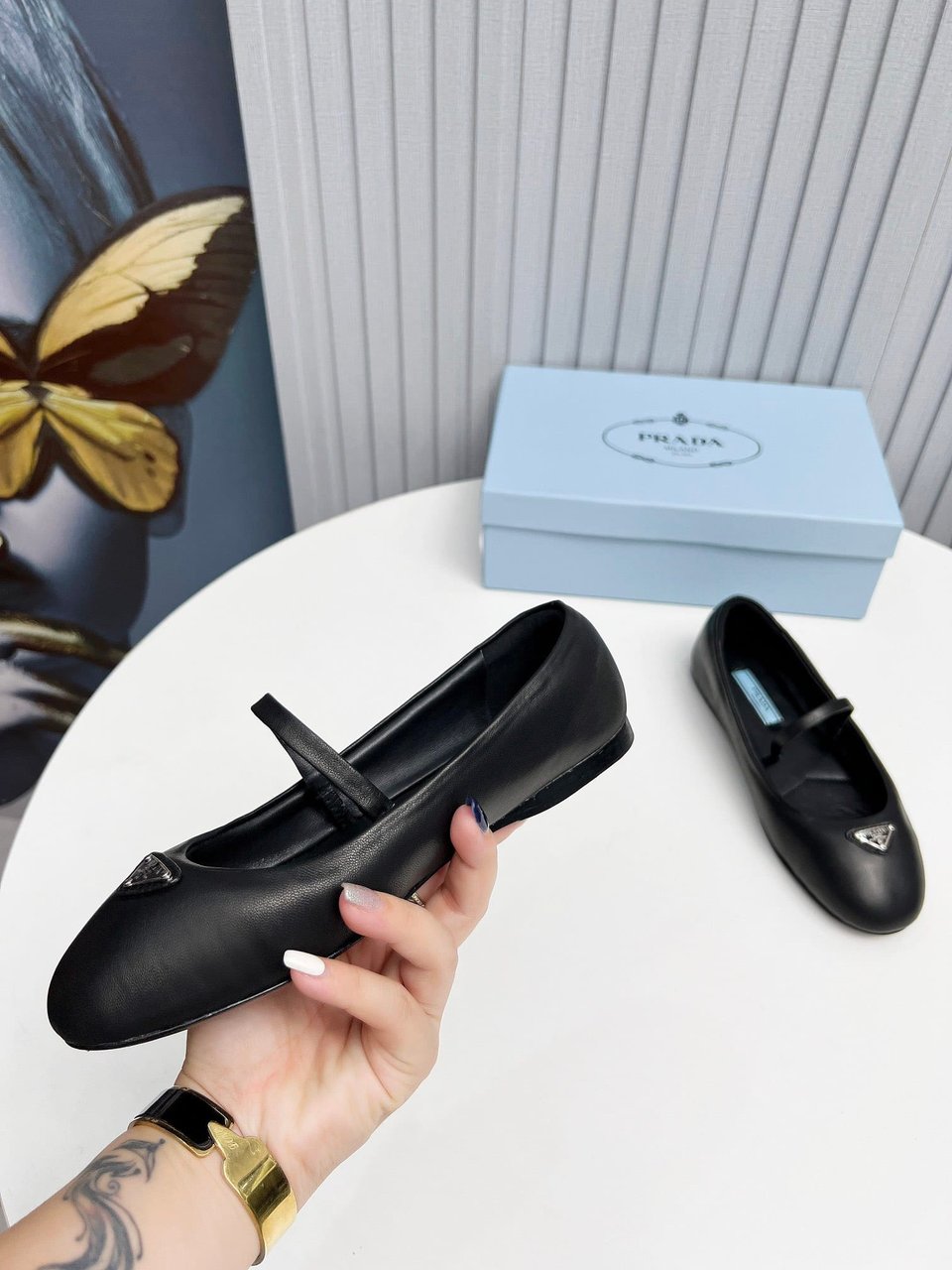 Prada Soft Padded Nappa Leather Ballerinas Black 1F122N 2Dl8 F0002 F 005 view 5