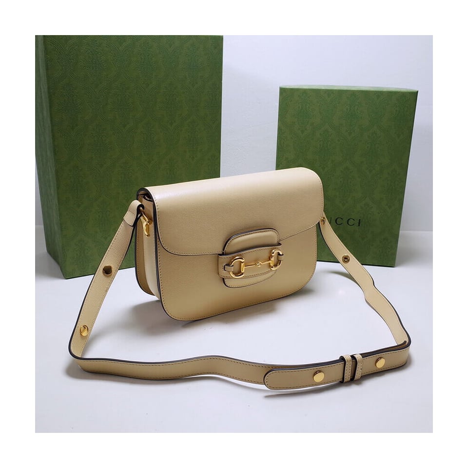 Gucci Horsebit 1955 Shoulder Bag In Beige Leather view 6