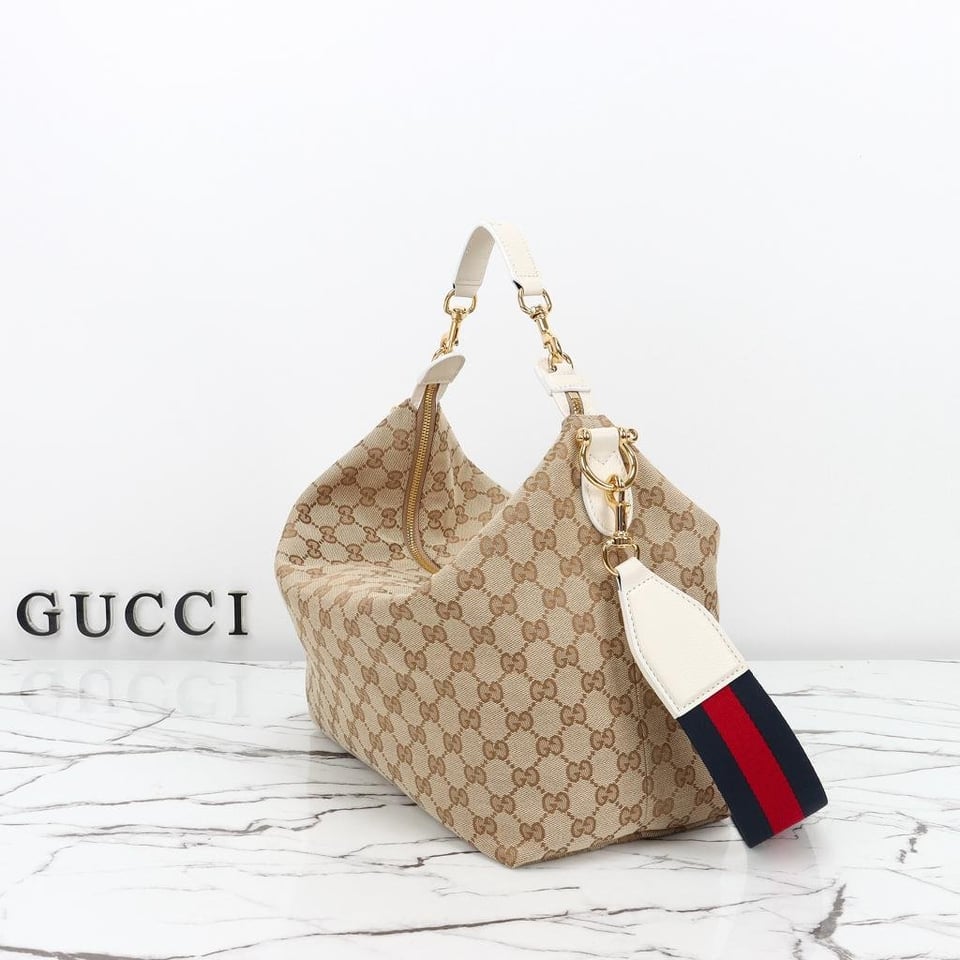 Gucci Brera Medium Crossbody Bag 33cm/13in Sand And Dark Brown GG Canvas A00B4O view 7