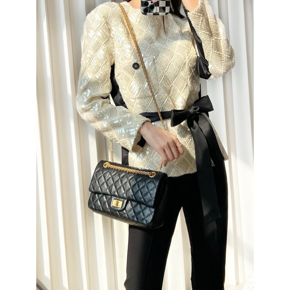 Chanel 2.55 Reissue 227 Aged Calf Black Flap Bag 28cm view 3