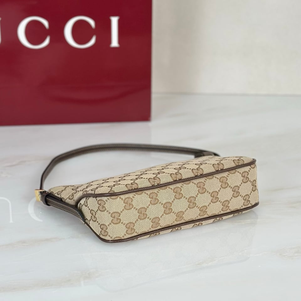 Gucci Lady Lunetta Small Shoulder Bag 22cm/8.7in Sand And Brown GG Canvas 874743 view 5
