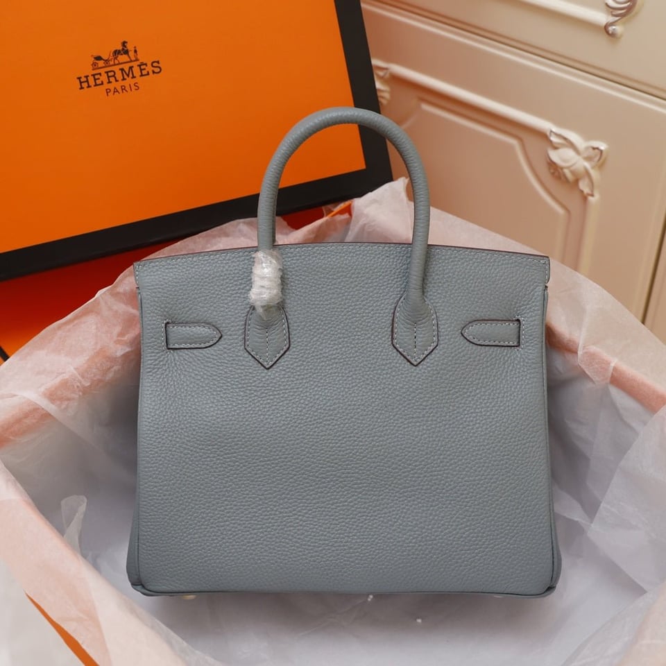 Hermes Birkin Bag 30 Tempered Gray Togo Gold Hardware view 6