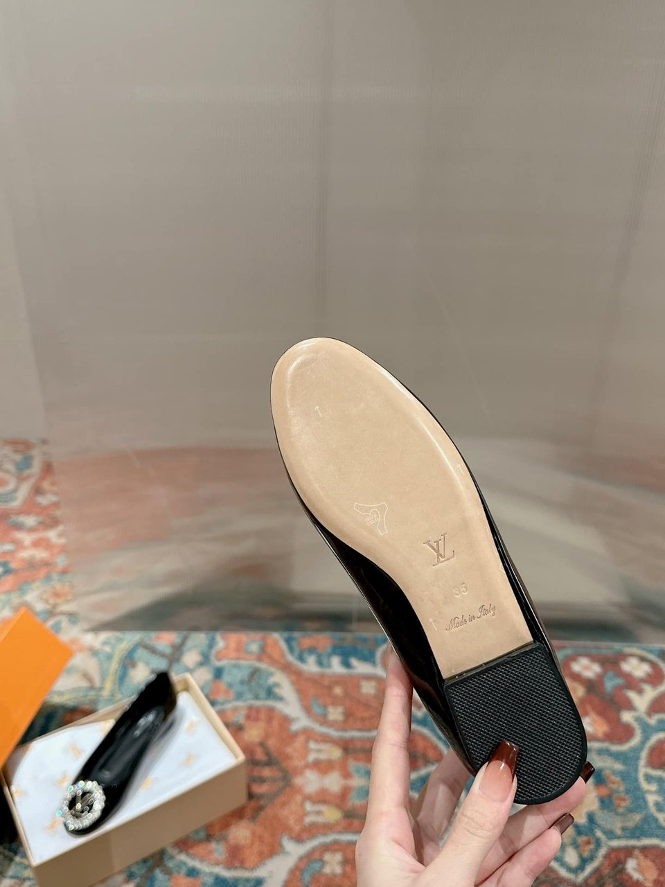 Louis Vuitton Crystal Lv Ballet Flats Black view 3