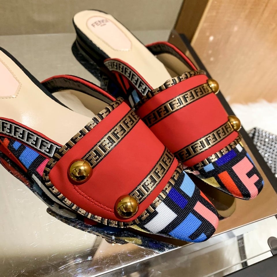 Fendi Flat Loafers Ff White Strap Red view 5