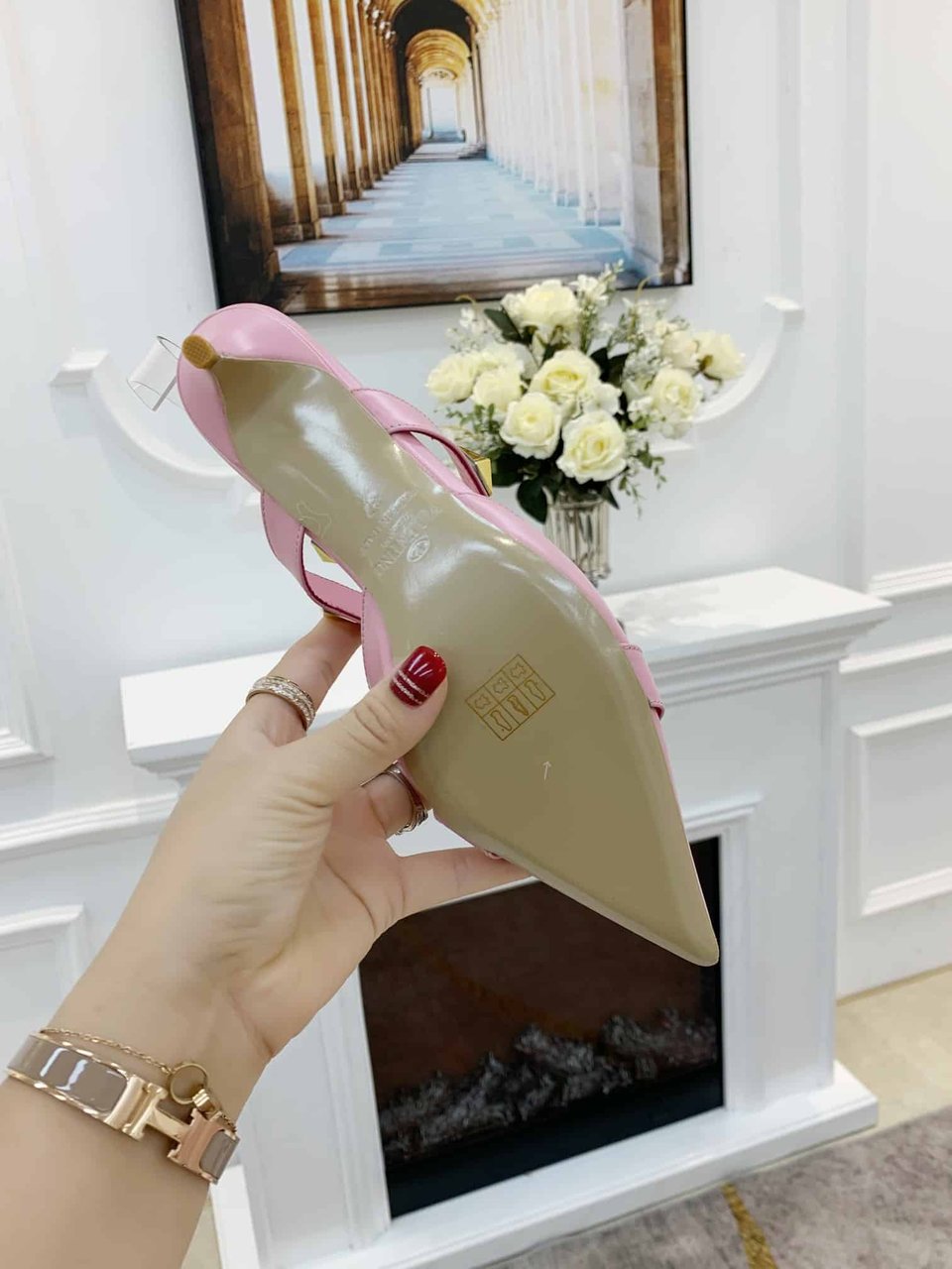 Valentino Garavani Roman Stud Kitten Heel Pumps Pink view 7