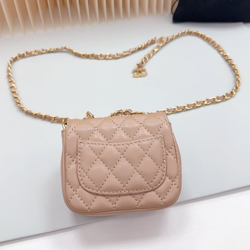 Chanel Chain Belt Nude Quilted Lambskin Bag view 7