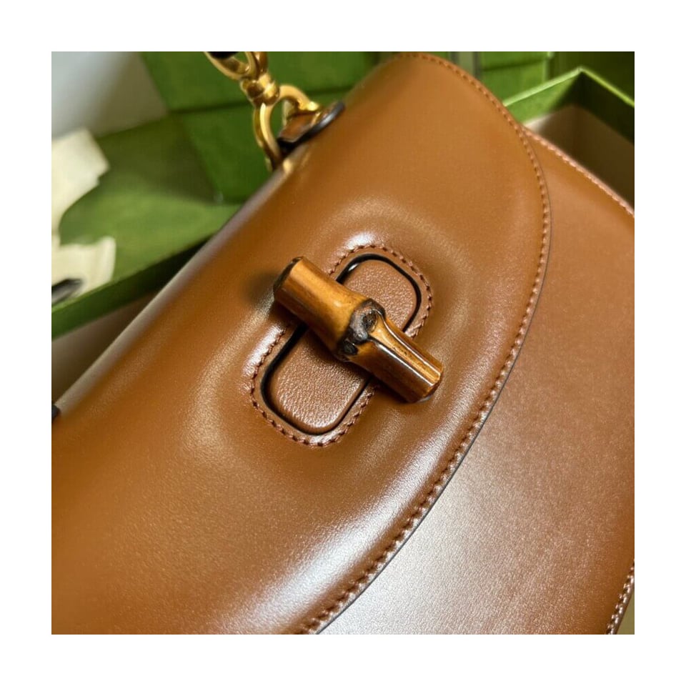 Gucci Small Top Handle Bag with Bamboo Cuir view 11