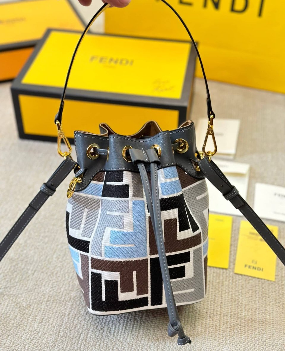 Fendi Mon Tresor Multicolor Canvas Mini Bag With Ff Embroidery 22Cm 8Bs010Arc3F1Opk view 4
