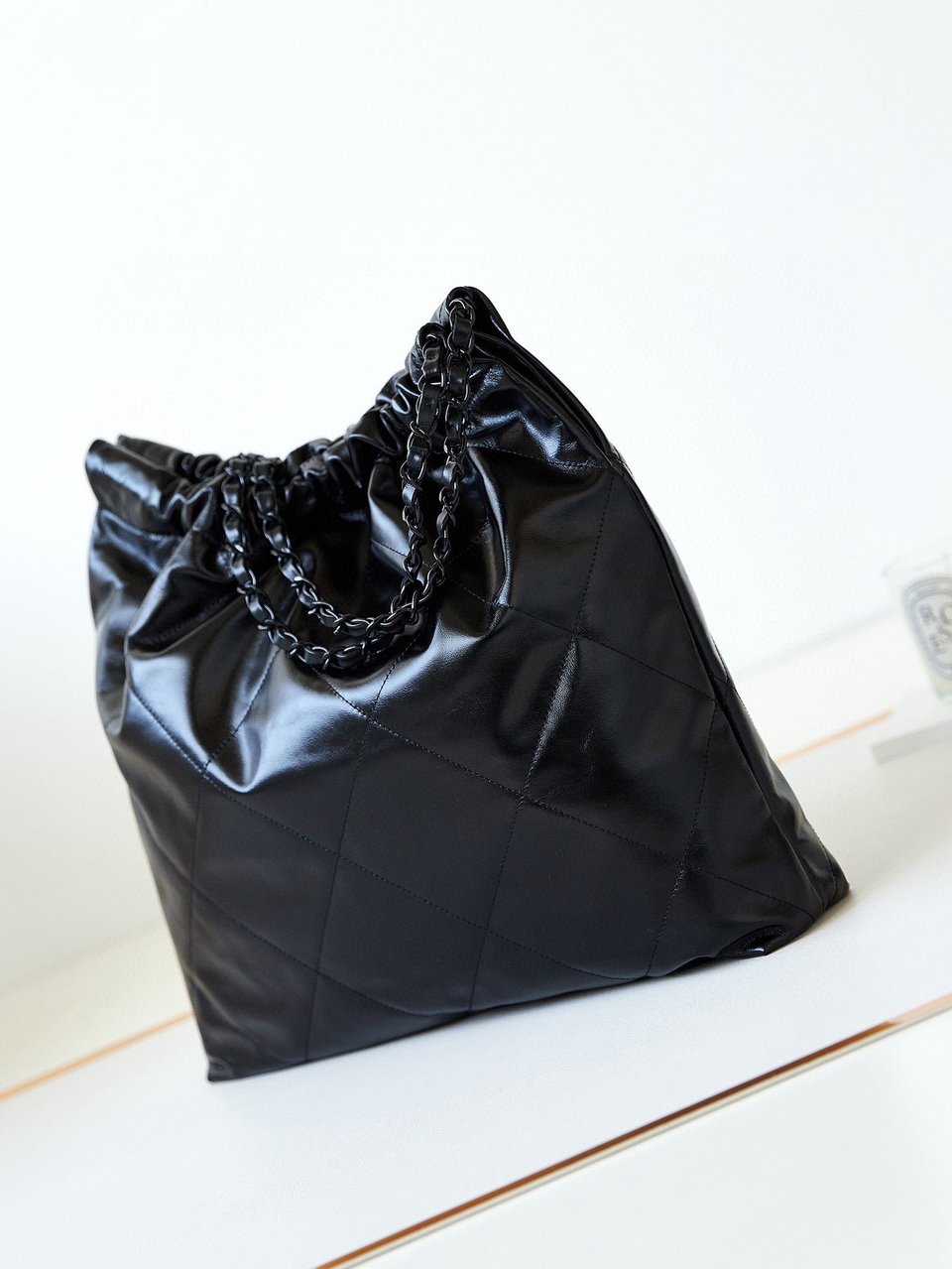 Chanel 22 Hobo Black Calfskin Black Hardware view 7