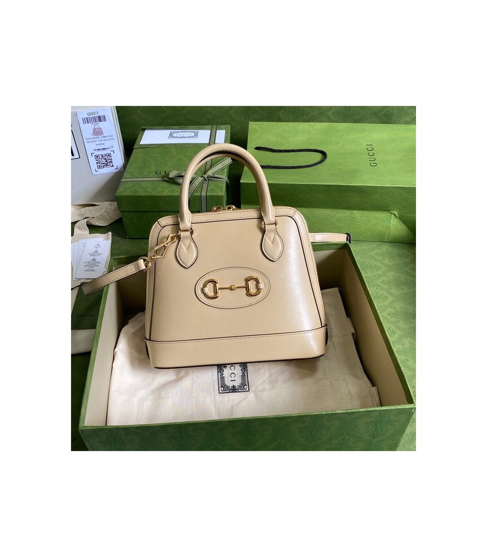 Gucci Horsebit 1955 Small Top Handle Bag in Wheat Leather view 2