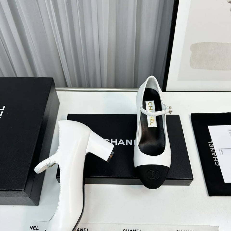 Chanel Mary Janes White G45118 view 8