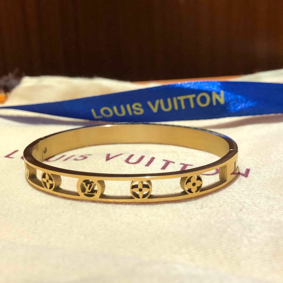 Louis Vuitton Monogram Cuff Gold Bracelets view 2