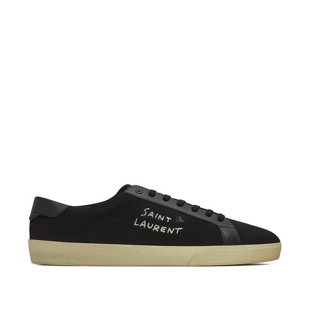 Saint Laurent Court Classic Embroidered Sneakers Black 611106Gup501000