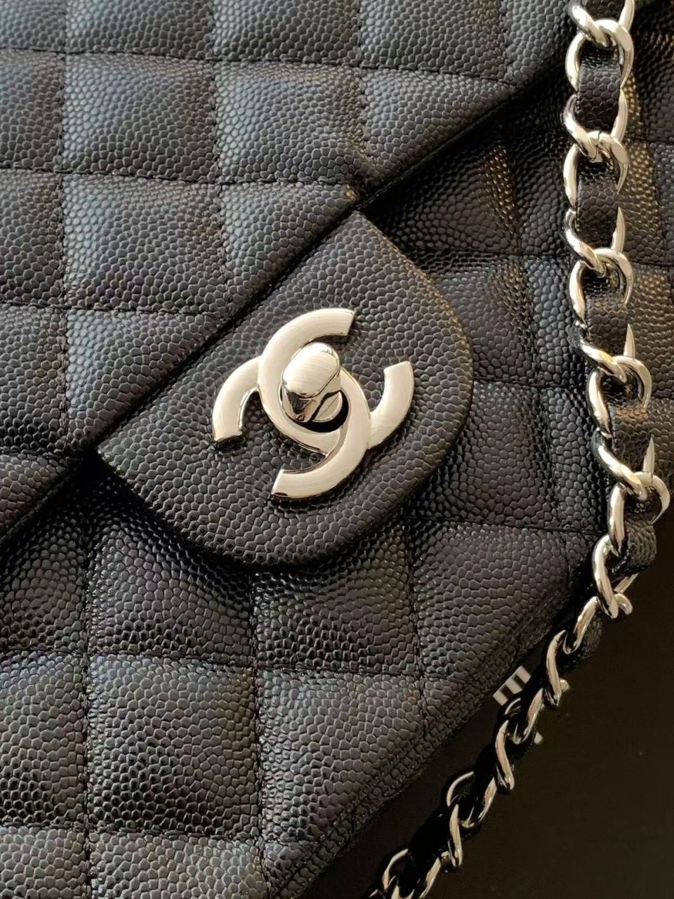 Chanel Classic Flap Bag 25 cm Black – Silver Tone Hardware A01112 view 6