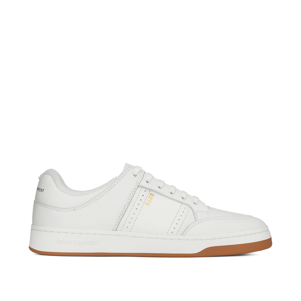 Saint Laurent Perforated Leather Sneakers White view 2