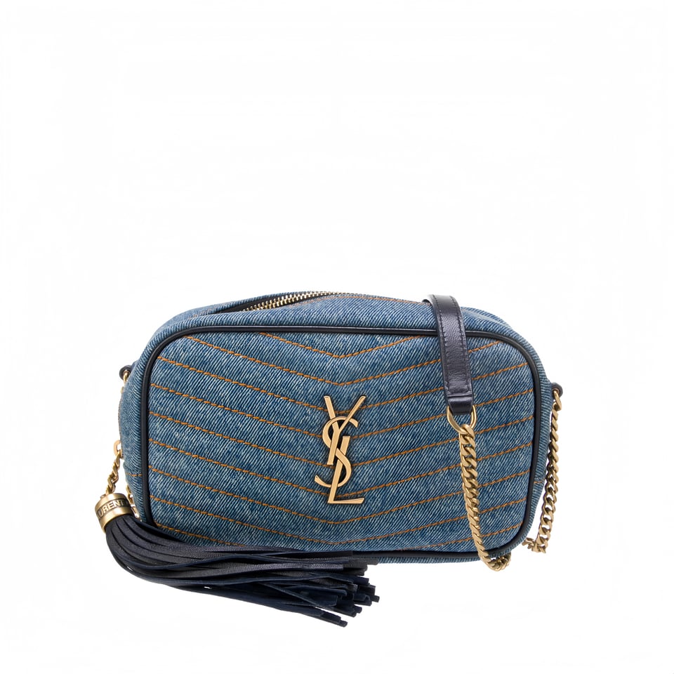 Saint Laurent Women’S Blue Mini Lou Denim Camera Bag 23Cm view 2