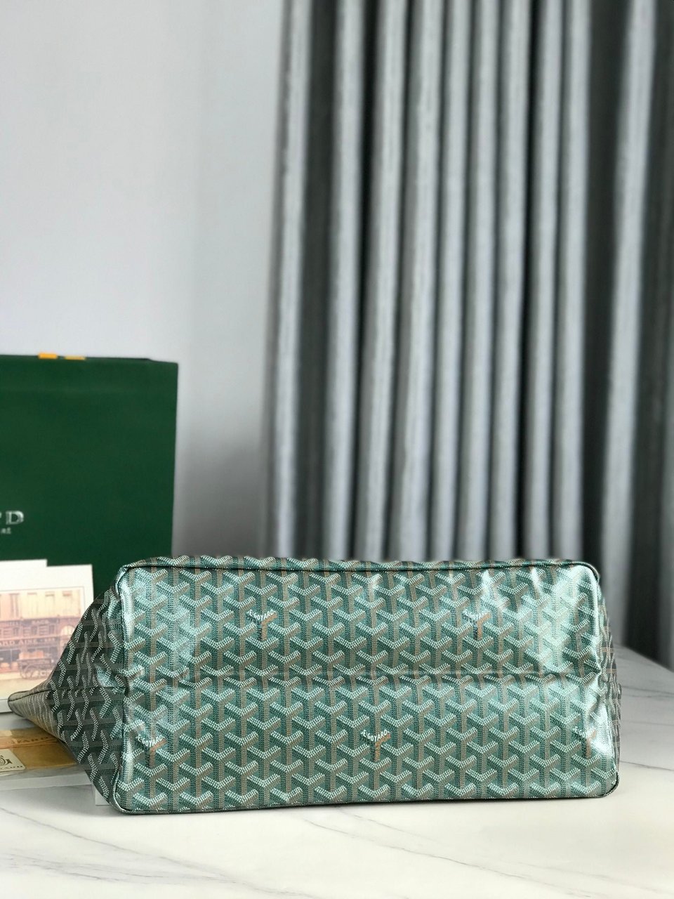 Goyard Saint Louis Gm Bag 40Cm Green Canvas Chevroches Calfskin view 5
