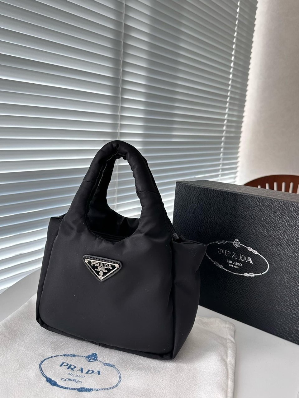 Prada Padded Soft Leather Bag Geranium Black 19Cm view 3