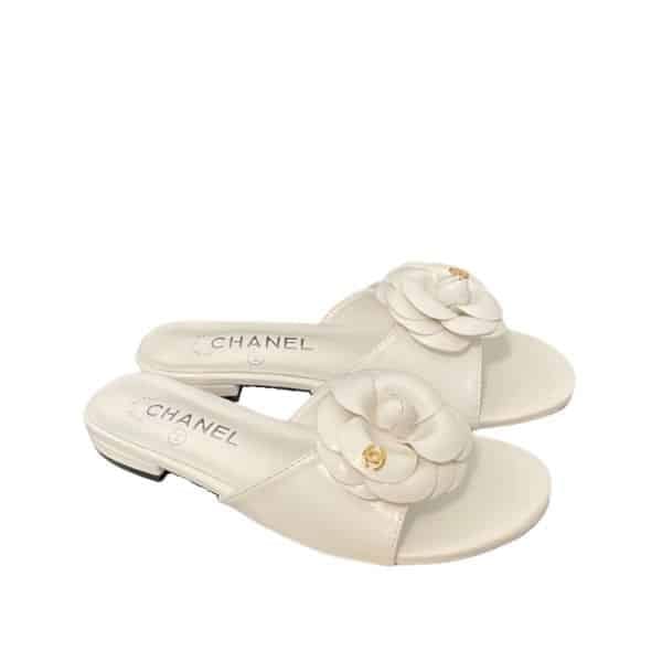 Chanel Camellia Slides White view 2