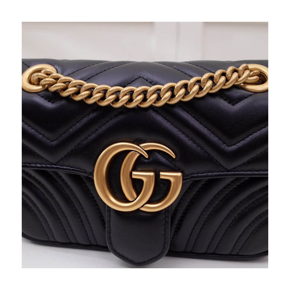 Gucci GG Marmont Matelasse Chevron Leather Mini Bag Black view 6