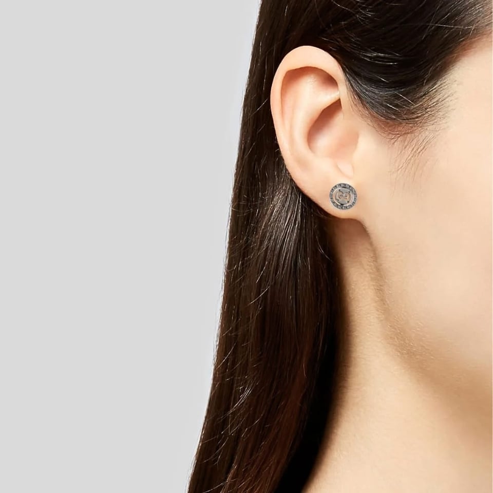 Gucci Diamond Icon Twirl Stud Earrings In Silver Tone view 3