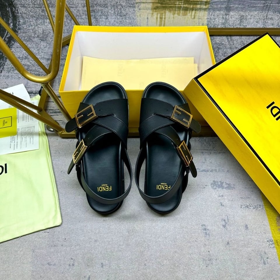 Fendi Feel Leather Slides Black 8X8647Na7F0Qa1 view 3