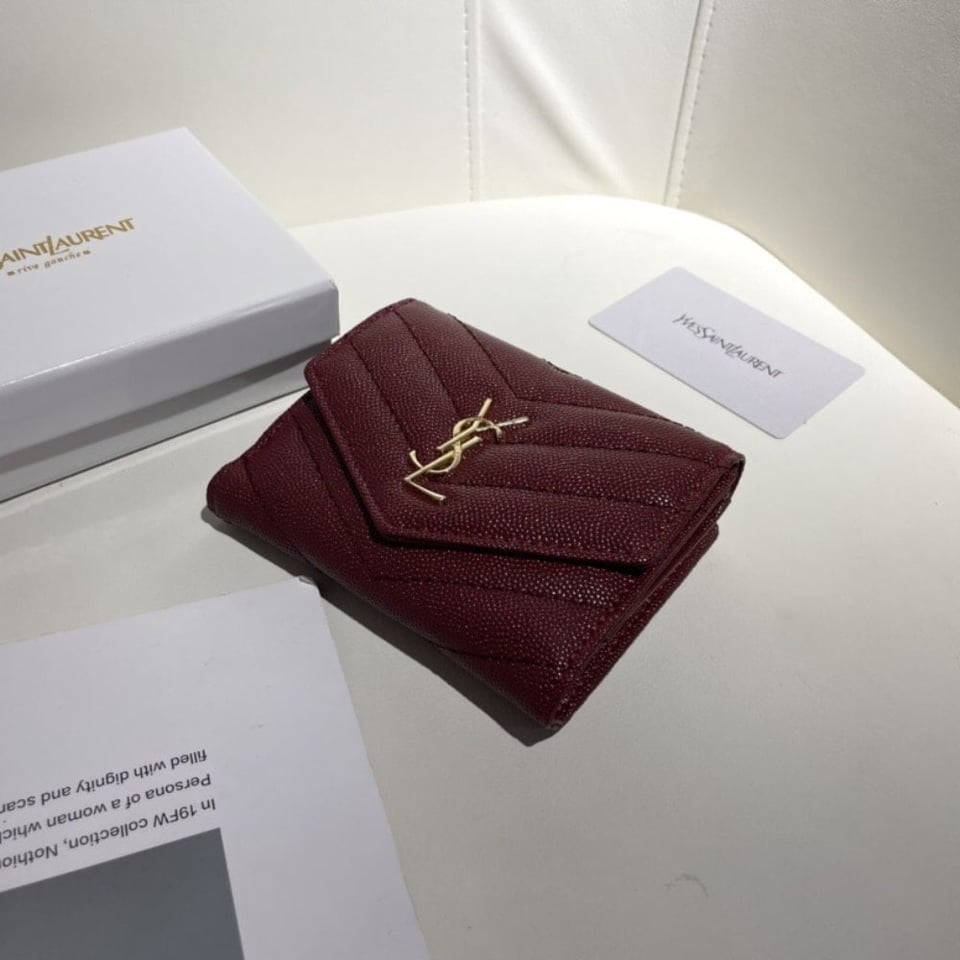 Saint Laurent Cassandre Matelasse Small Envelope Wallet In Grain De Poudre Leather 11Cm view 7